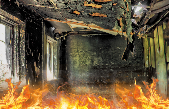 Incendio dentro de un local