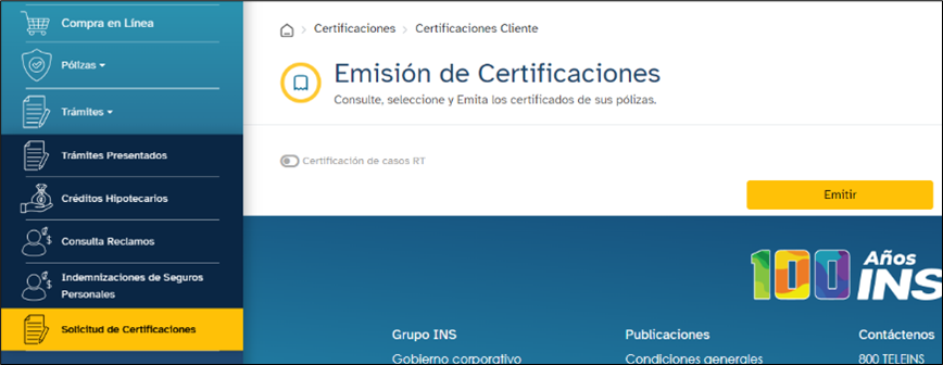Ejemplo de emisión certificado